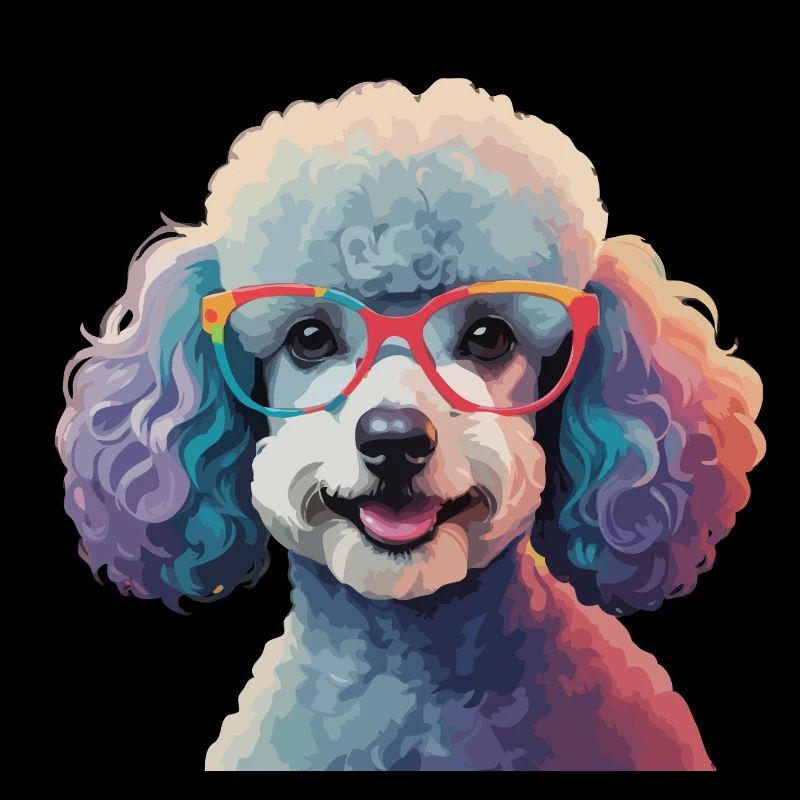 Pudel Hund mit Brille Cool Bunt