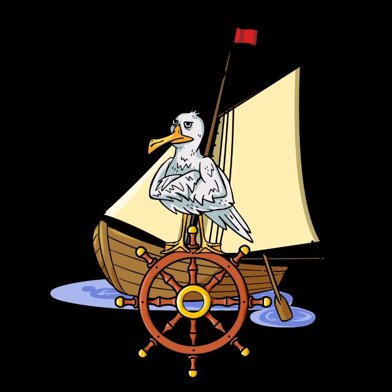 Maritim Boot Steuerrad Seefahrer Möwe Segelboot