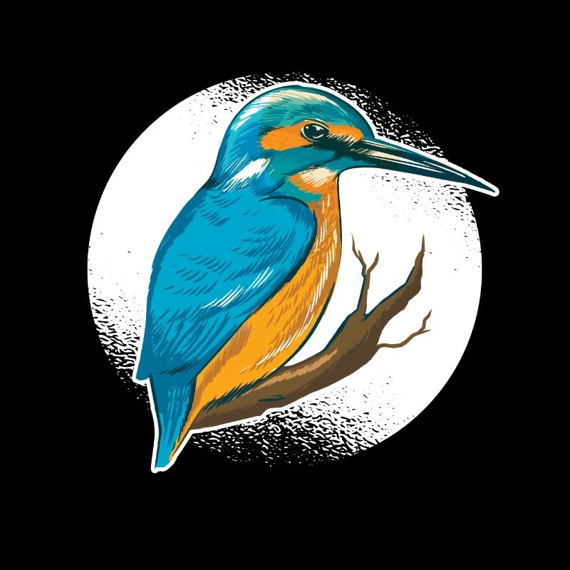 Kingfisher Rackenvogel feathers cobalt blue graphic