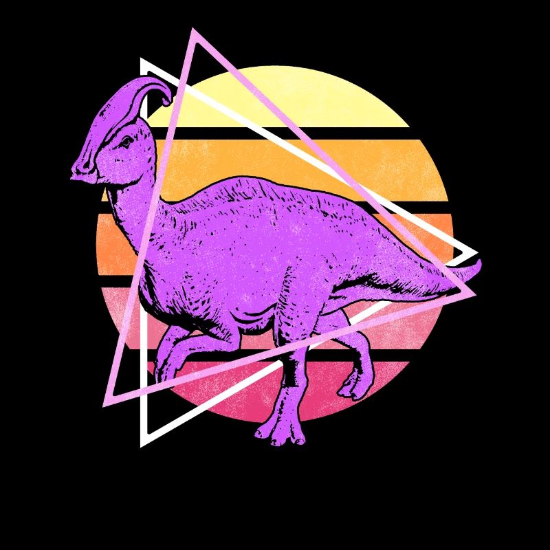 Vaporwave Synthwave Parasaurolophus Dinosaurier