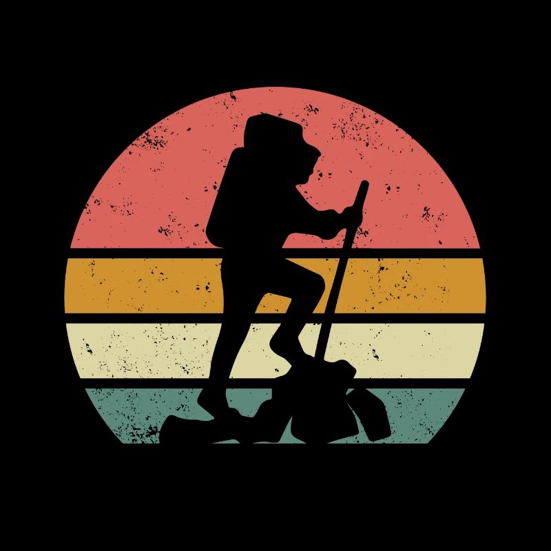Hiking Hiker Backpack Vintage Sunset
