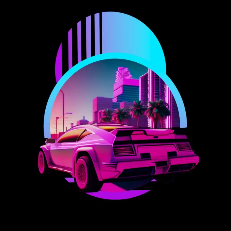 Rétro Wave Supercar Vaporwave