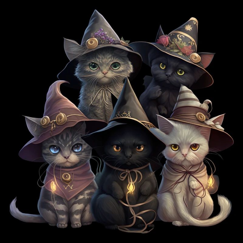 Halloween Katzen als Hexen verkleidet