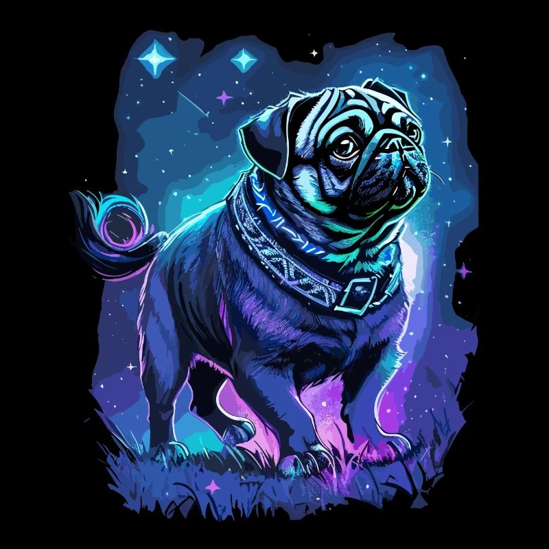 Mops Hund Mitternachtszauber