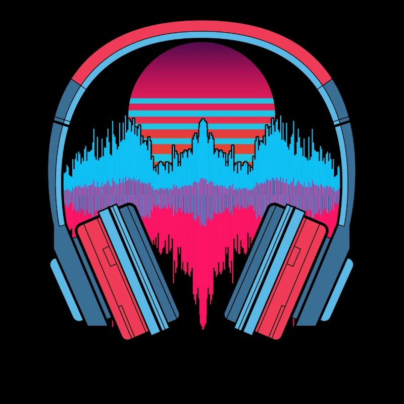 Musik Geschenk Kopfhörer 90er Synthwave Soundwave