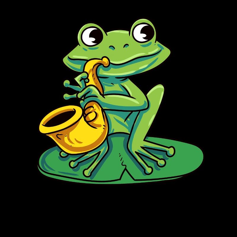 Frosch spielt Saxophon