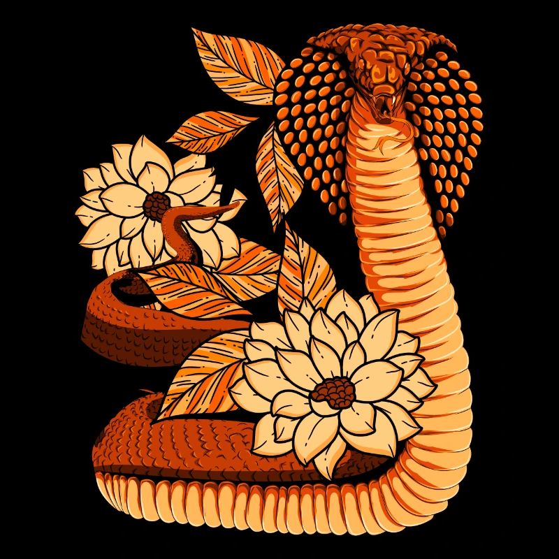 Predator Snake Vintage Flowers Gift Cobra