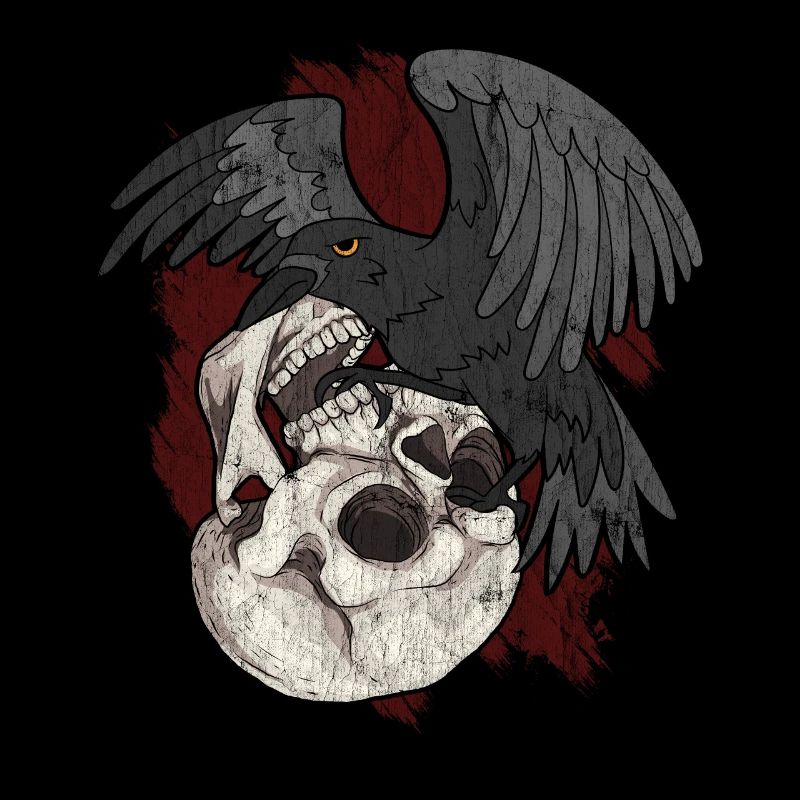 Schwarzer Vogel Krähe Geschenk Totenkopf Rabe