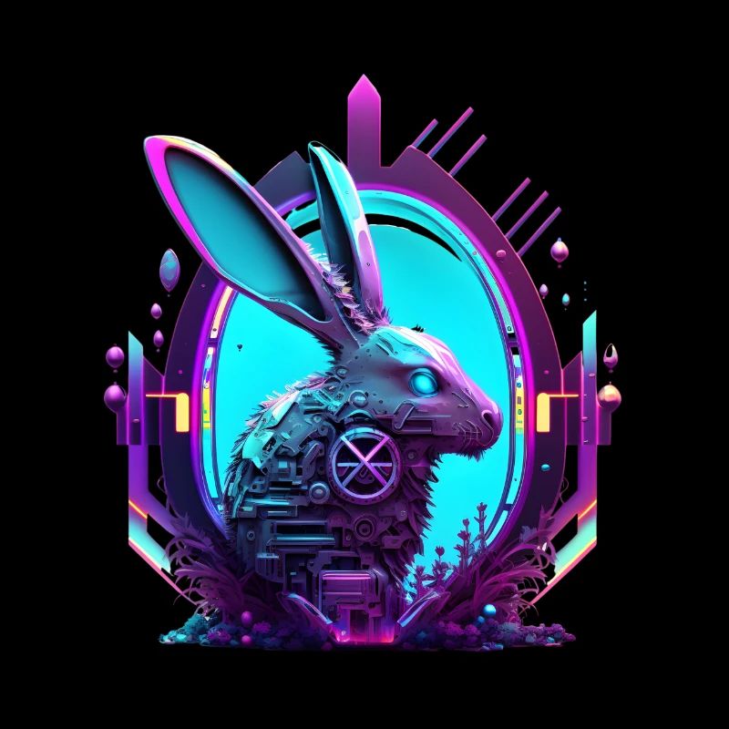 Technologie future œuf de Pâques avec lapins
