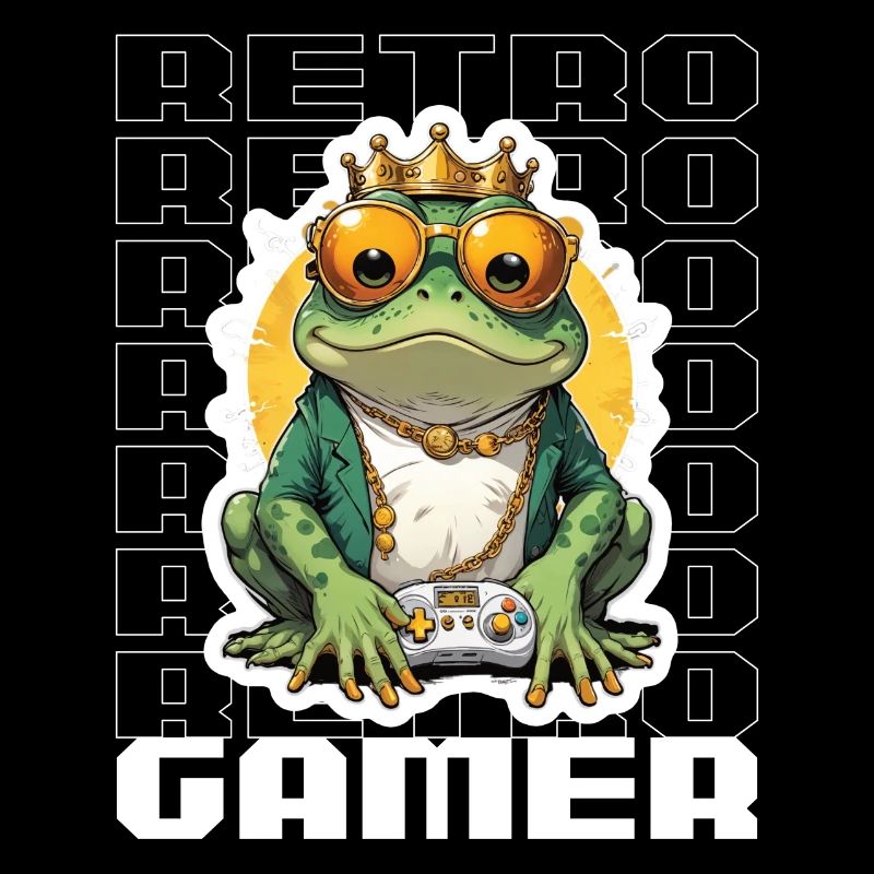 Retro Gamer Frosch mit Controller Konsolenspiele