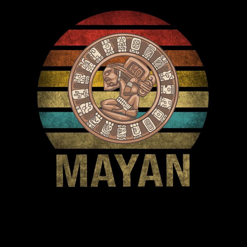 Mayan Calender Maya Itzamna Retro Sunset