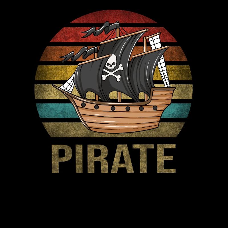 Pirate Ship Pirates Retro Sunset