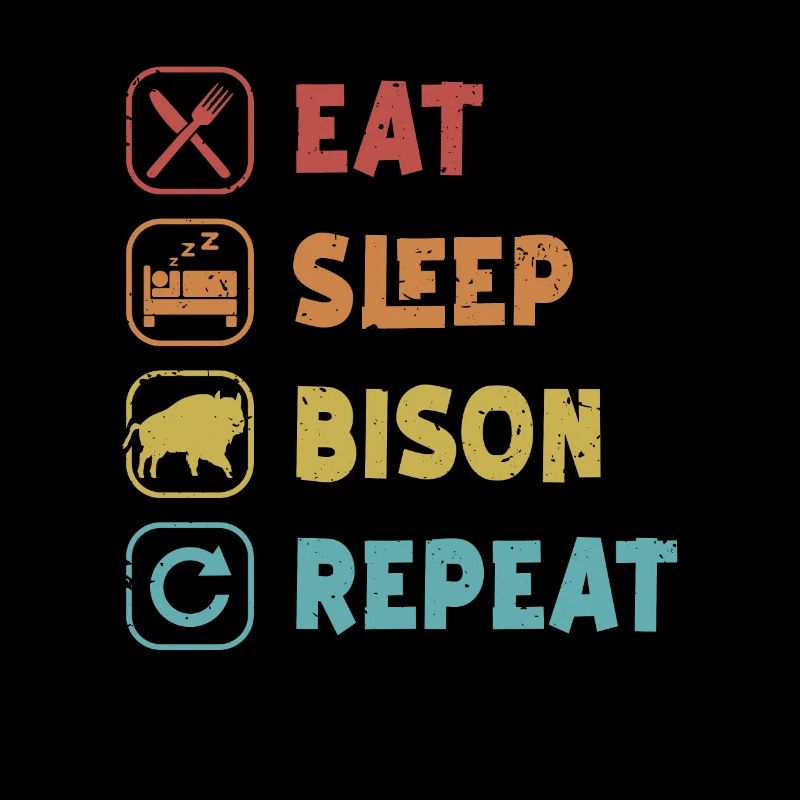 Manger Dormir Bison Répéter Buffalo Bovinae Américain