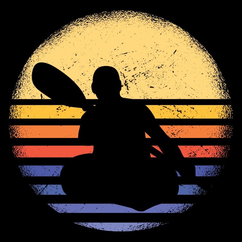 Kayaker Retro Sunset Kayaking