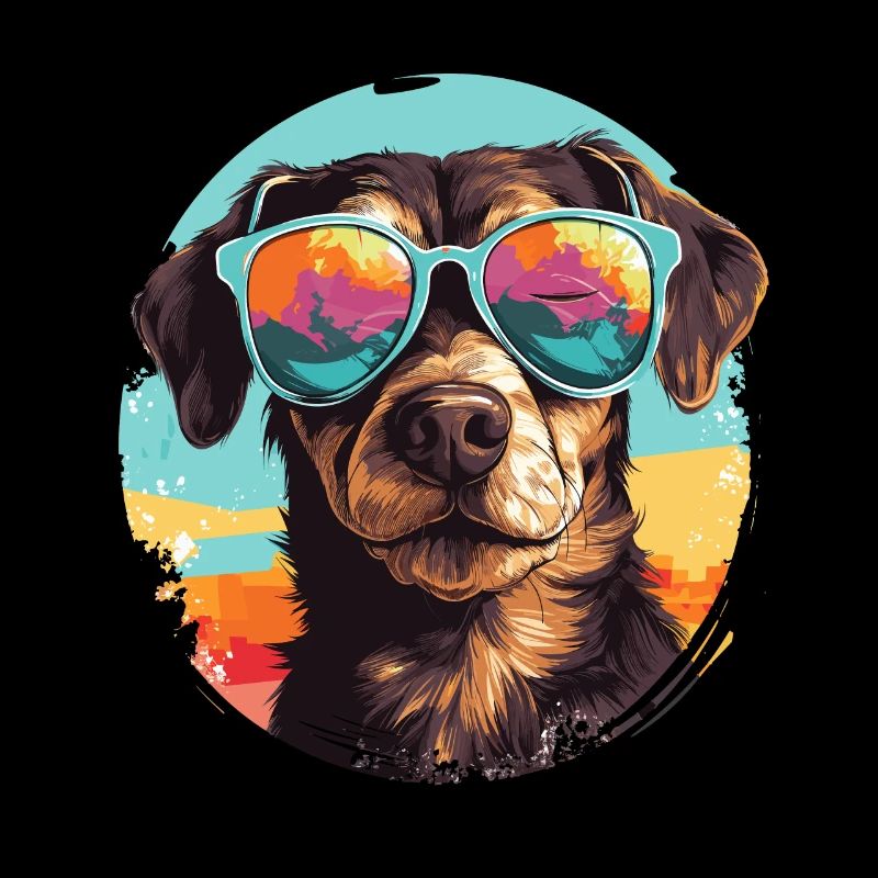 Pop-Art Illustration Hund mit Sonnenbrille