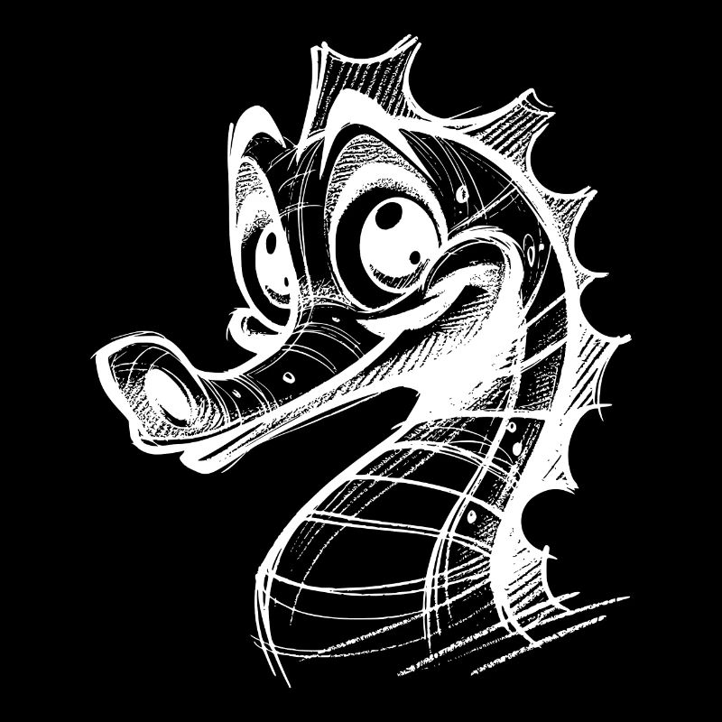 Mignon Enfants Hippocampe Crayon Dessin Brut