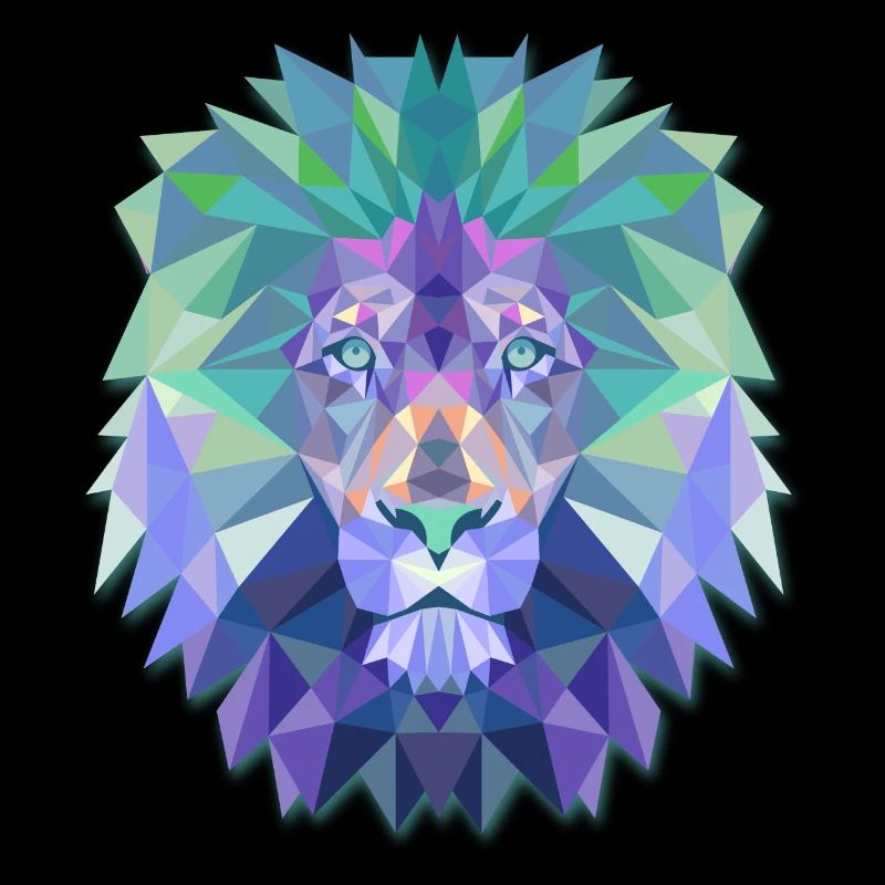 Löwenkopf polygonale abstrakte Farben Leo King Geschenk