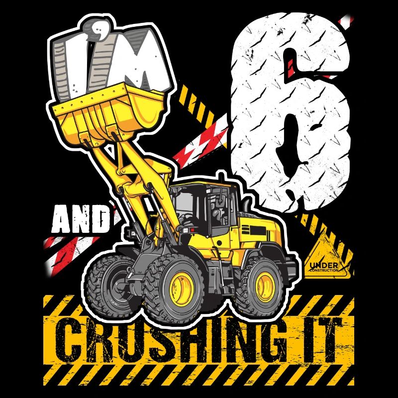 Ich bin 6 & zerquetscht es 6. Geburtstag Jungen Bagger