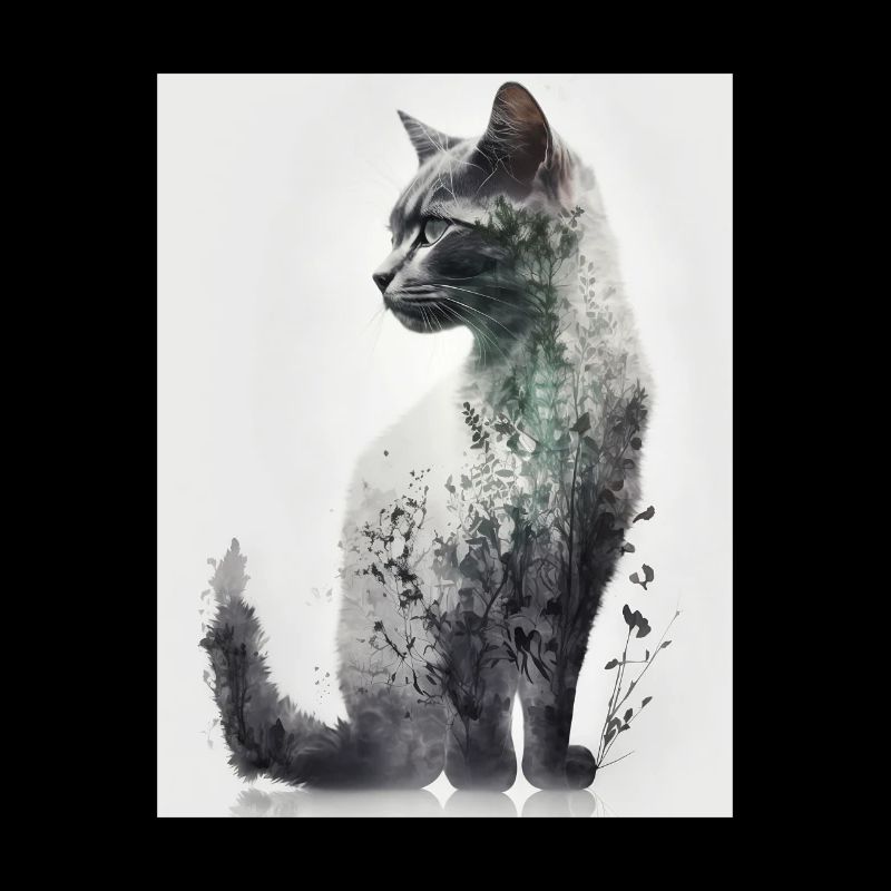 Double exposition Chat et Nature