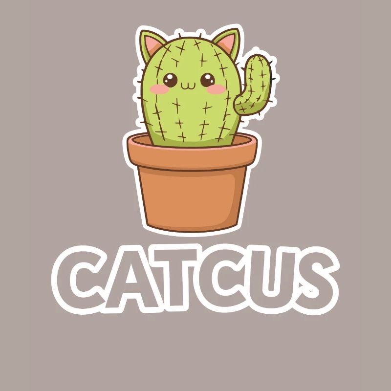 Catcus Cactus Chat Mignon Cat Jeu De Mot Drôle