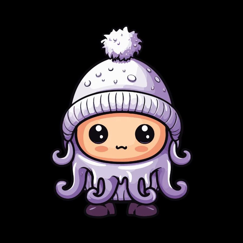 Oktopus Winter Tier Niedlich Comic