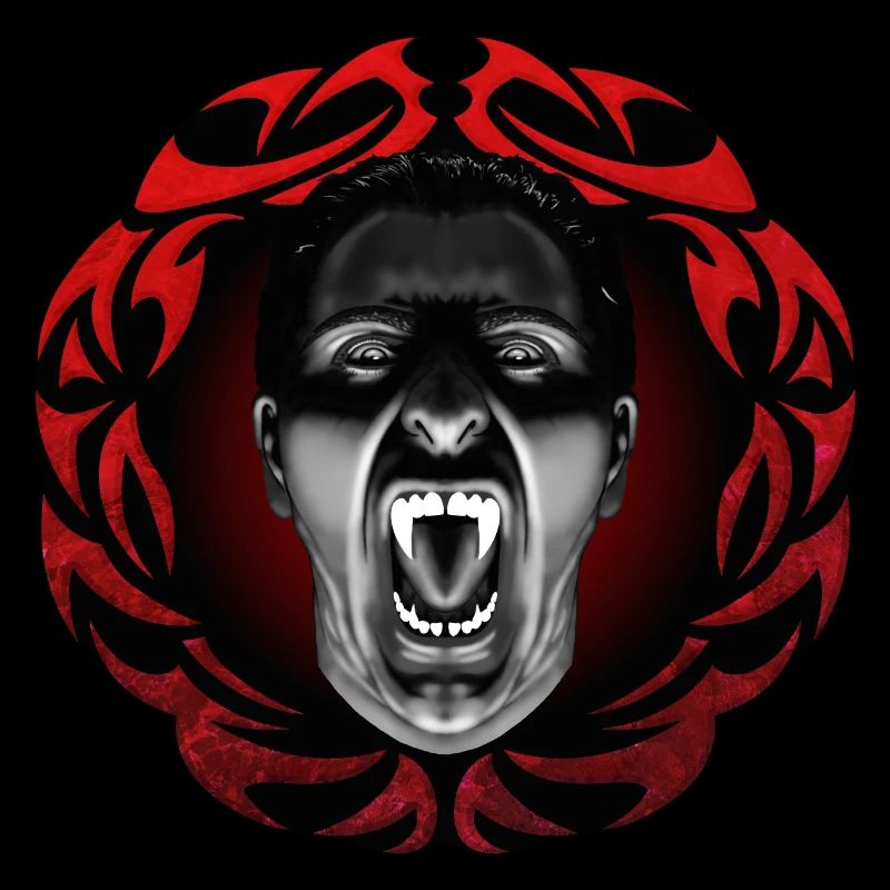 Fauchender Vampir mit Rahmen