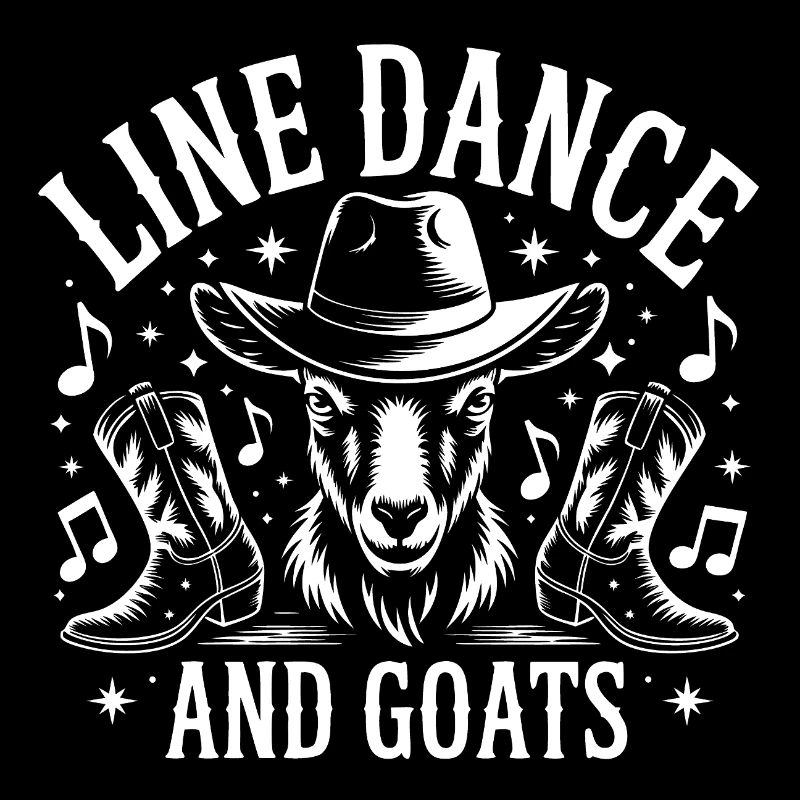 Goats and Line Dance Funny Goat with Stetson
