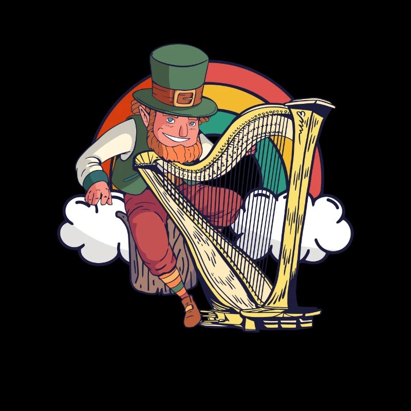 Leprechaun joue de la harpe - Saint-Patrick