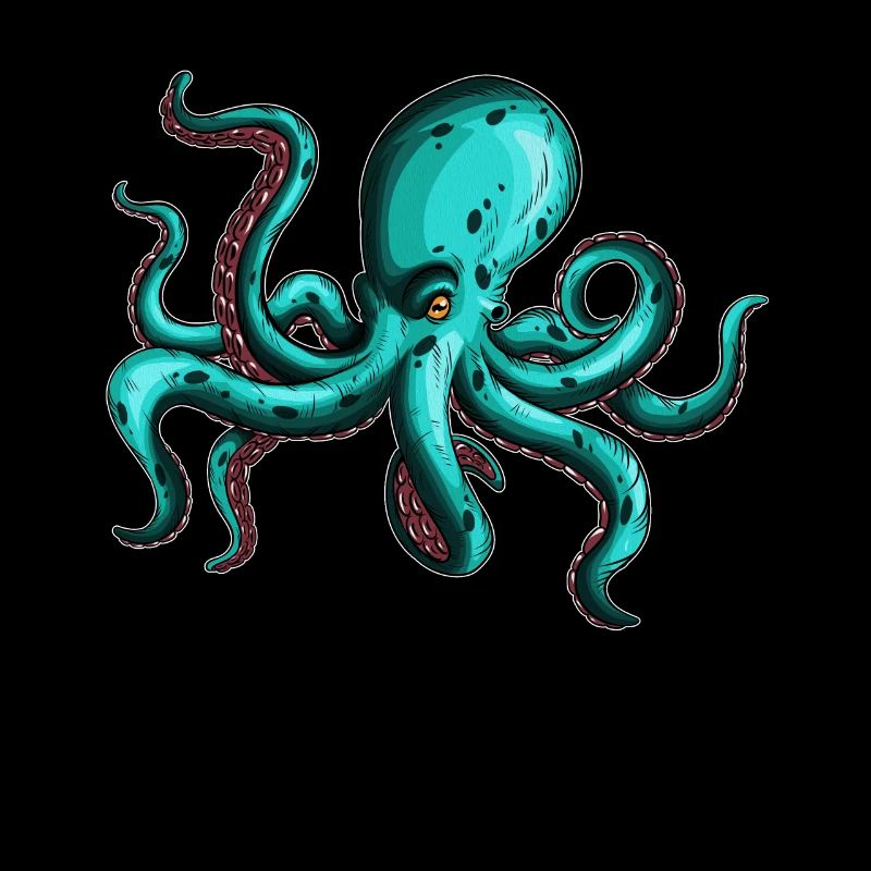 8 Armed Blue Octopus Squid Fan Lover