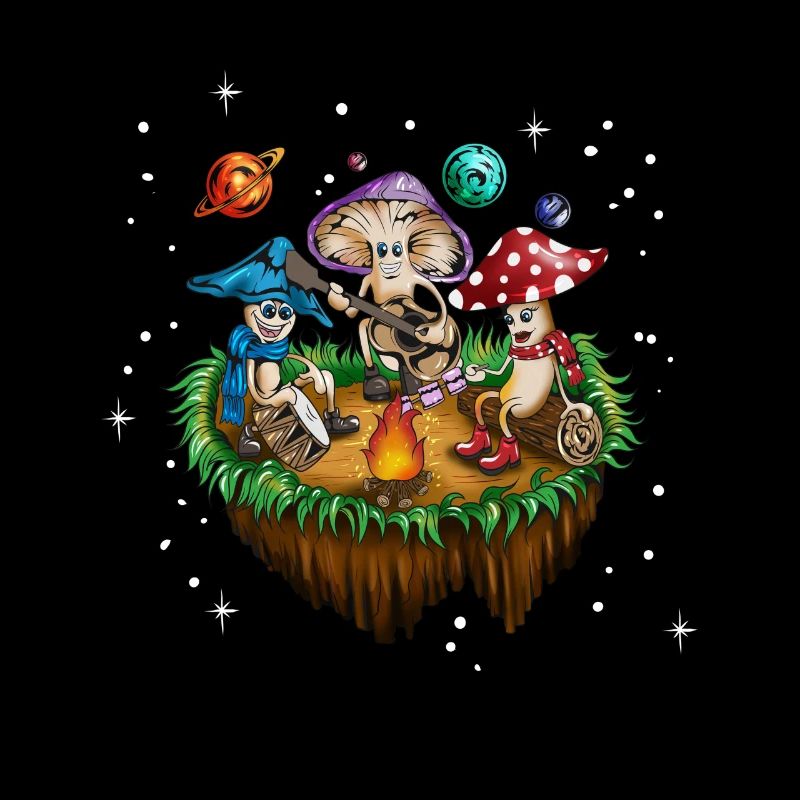 Campfire Music Camping Mushroom Mushrooms Forest Camping