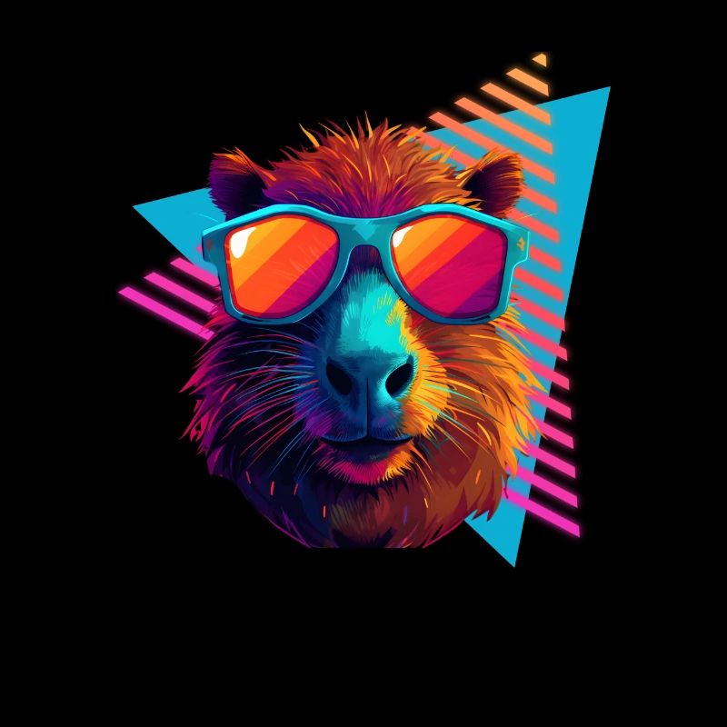 Capybara avec lunettes de soleil style années 80
