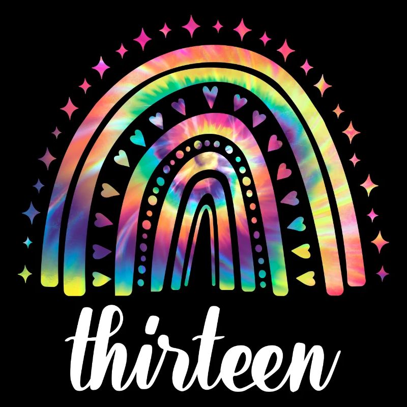 Tie Dye Rainbow Thirteen Years 13th Birthday
