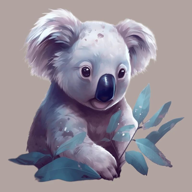 Süsser Koala mit Eukalyptusblatt