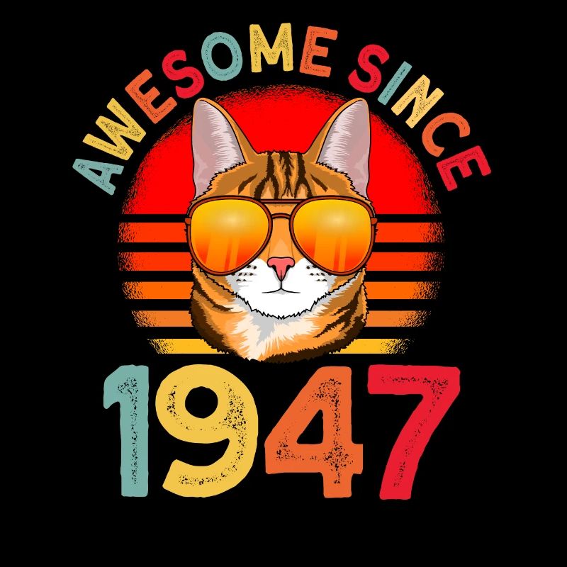 Awesome since 1947 Cat 75th Birthday Gift