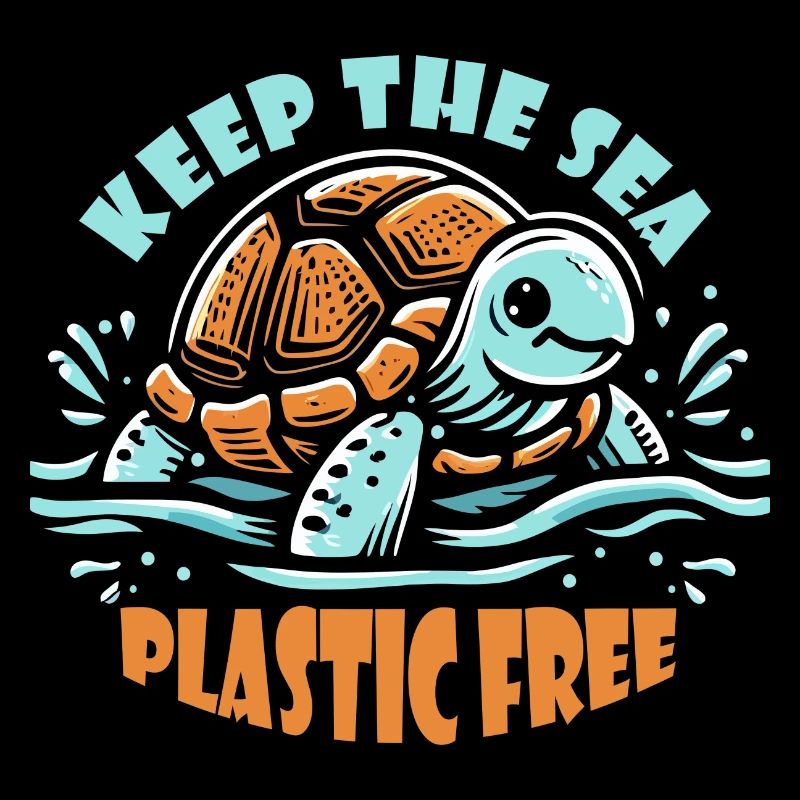 Keep The Sea Plastic Free Turtle Motif