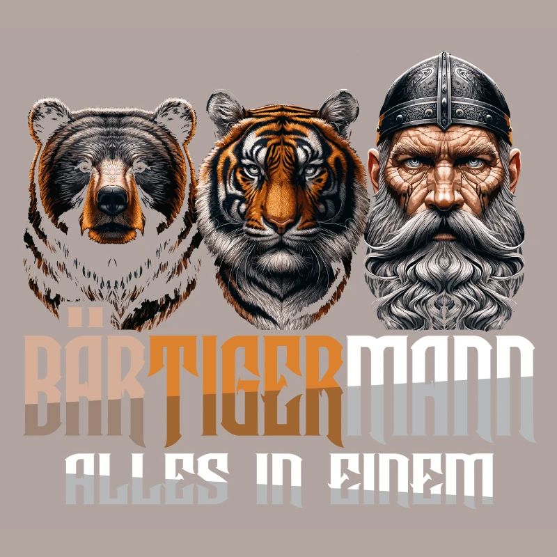 Bärtigermann Bär Tiger Mann Geschenk Bart Sprüche