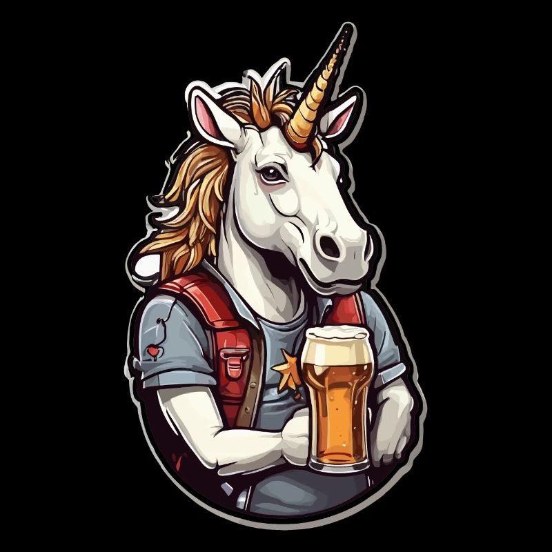 Licorne cool avec de la bière à la main
