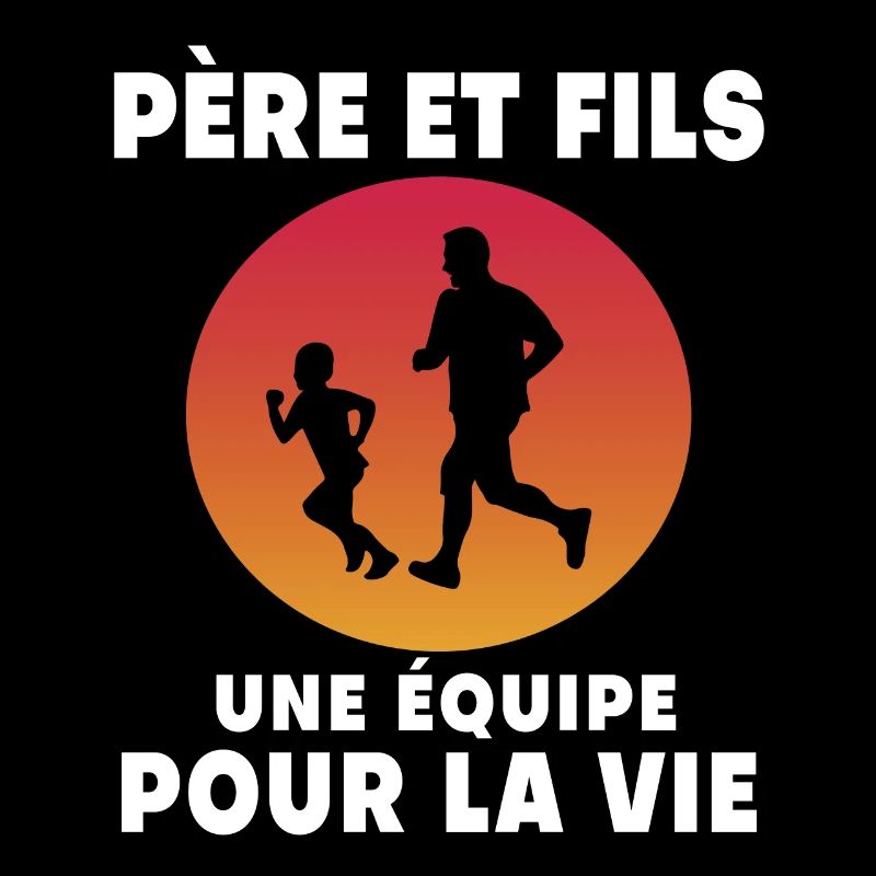 Father and Son Running Retro Vintage Dad Runner