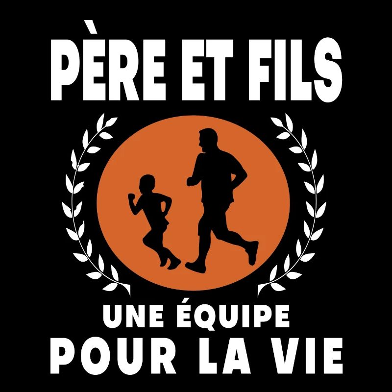 Father Son Running Vintage Retro Dad Runner