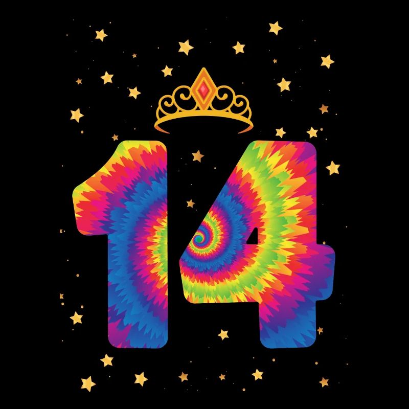 14. Geburtstag Krone | Tie Dye Themed Geburtstag |
