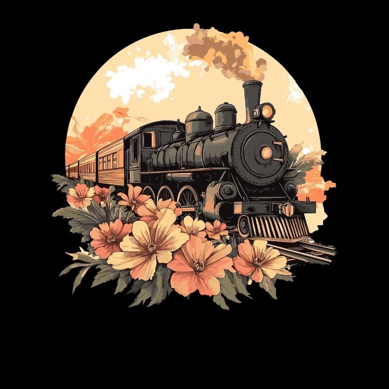 Train nostalgique avec des fleurs