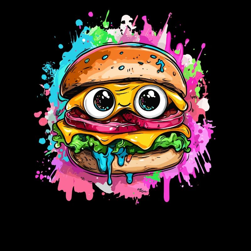 Burger with a comic face
