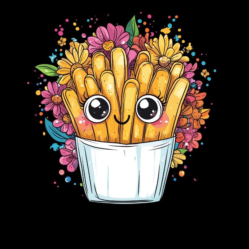 Frites mignonnes avec couronne de fleurs