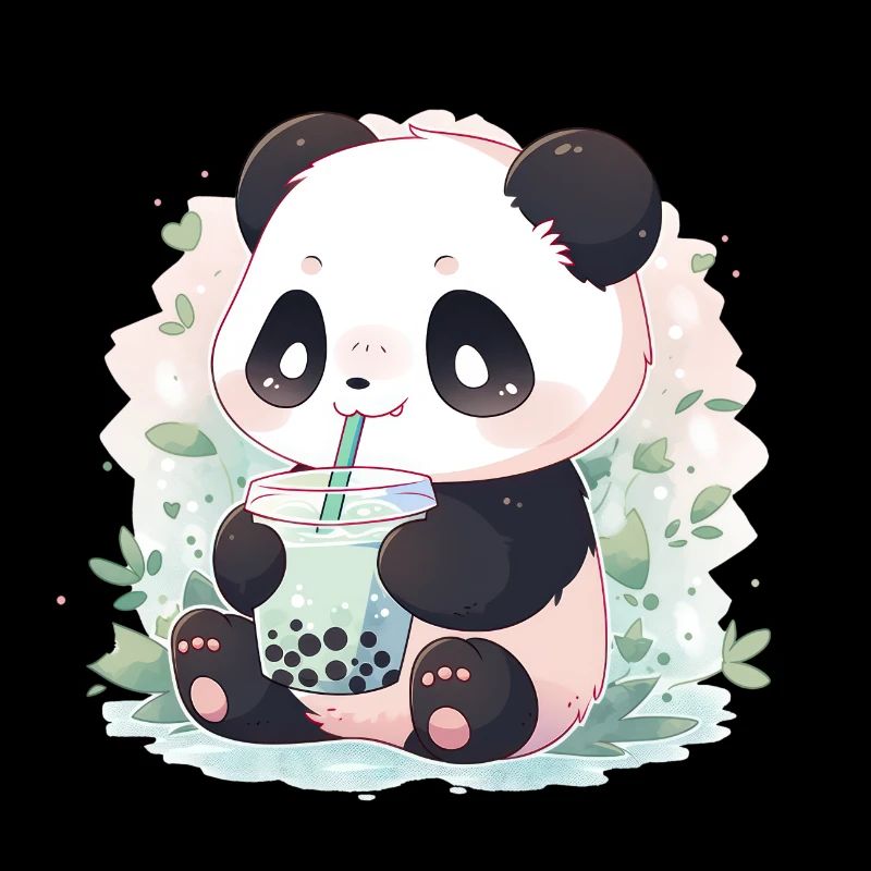 Kawaii panda bubble tea boba tea