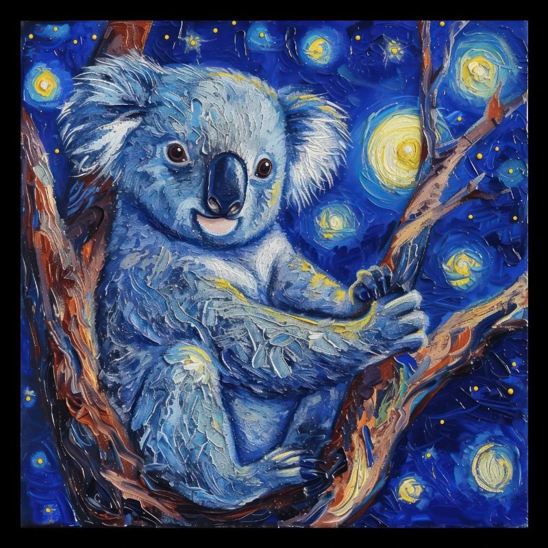 Koala, Animal, Van Gogh, Starry Night