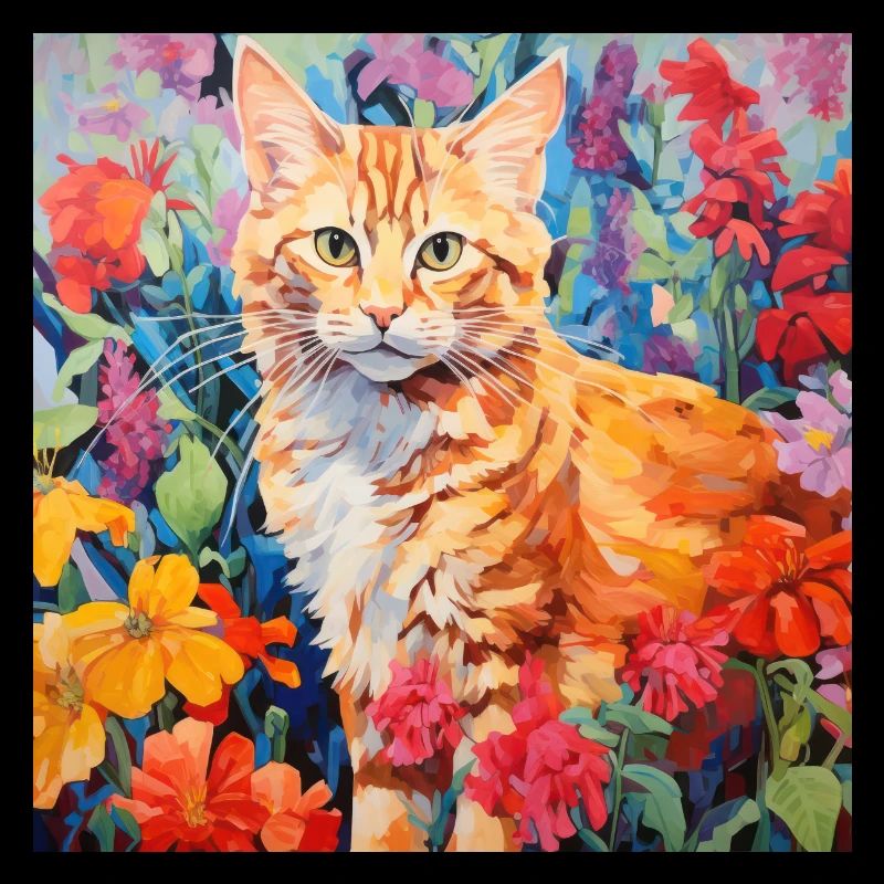 chat, motif de chat, fleurs, cadeau, idée cadeau