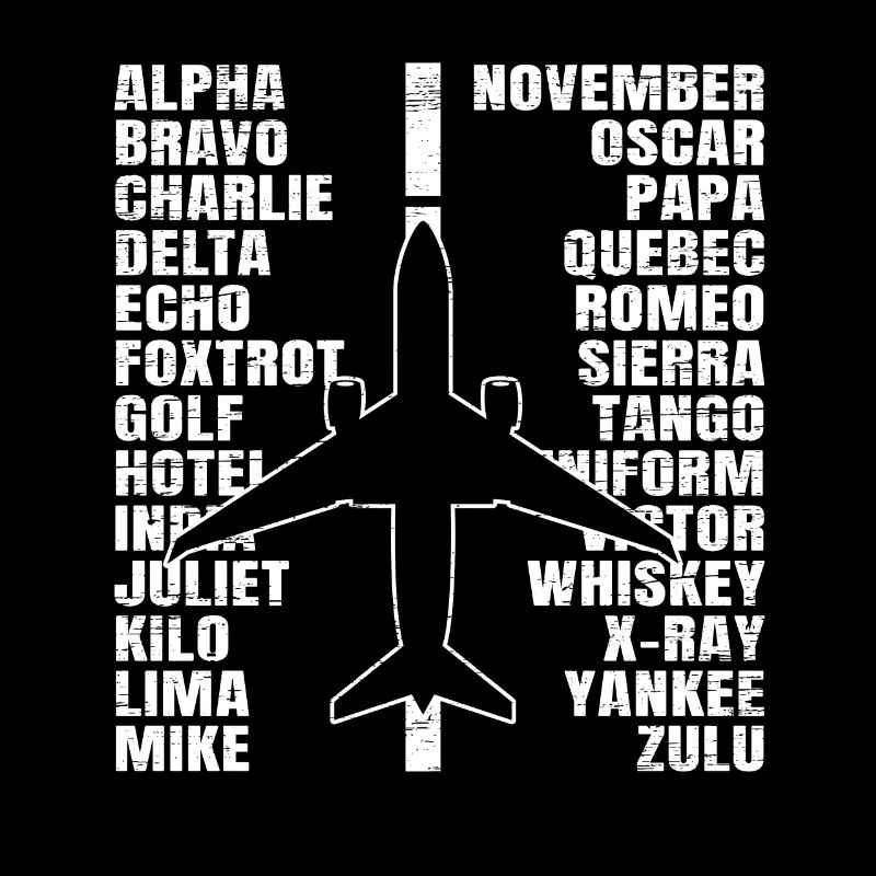 Phonetische Alphabet Flugzeug Pilot Aviator Flugzeug