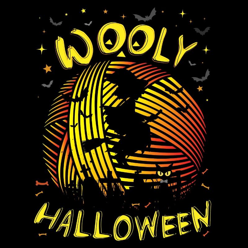 Wooly Halloween - Wool moon with witch