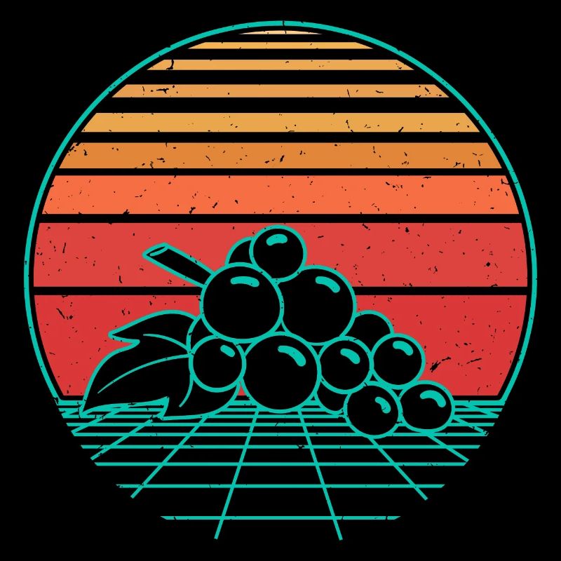 Grapes Fruit Retro Vintage Retro Wave