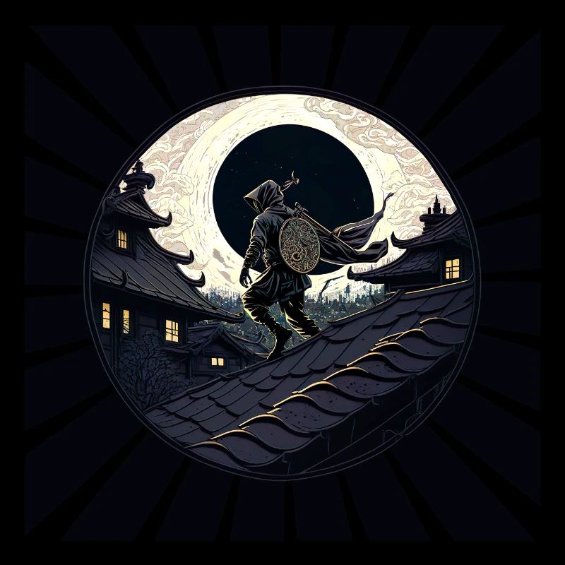 Rooftops I Ninja Shinobi Night Gift Men